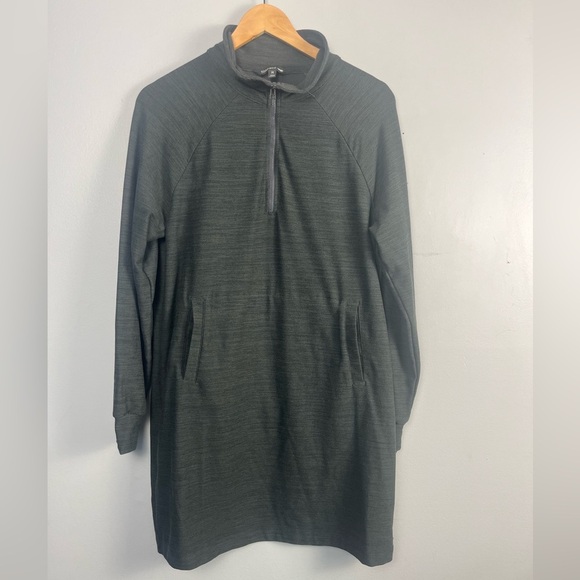 Toad&Co Intermosso Zip Dress Gray size medium long sleeve performance - Picture 1 of 5